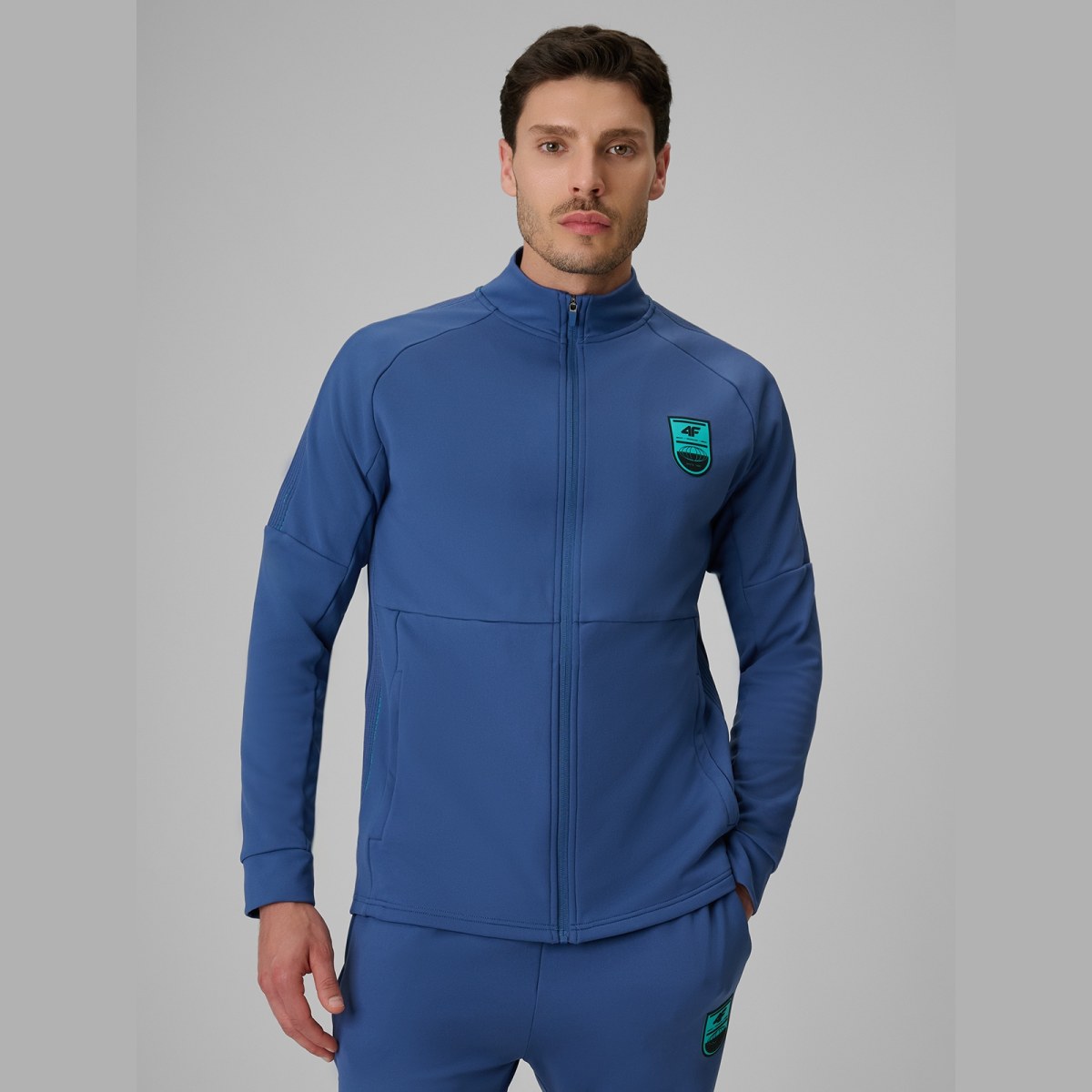 Pánska regular rýchloschnúca futbalová mikina - denim · záber 1