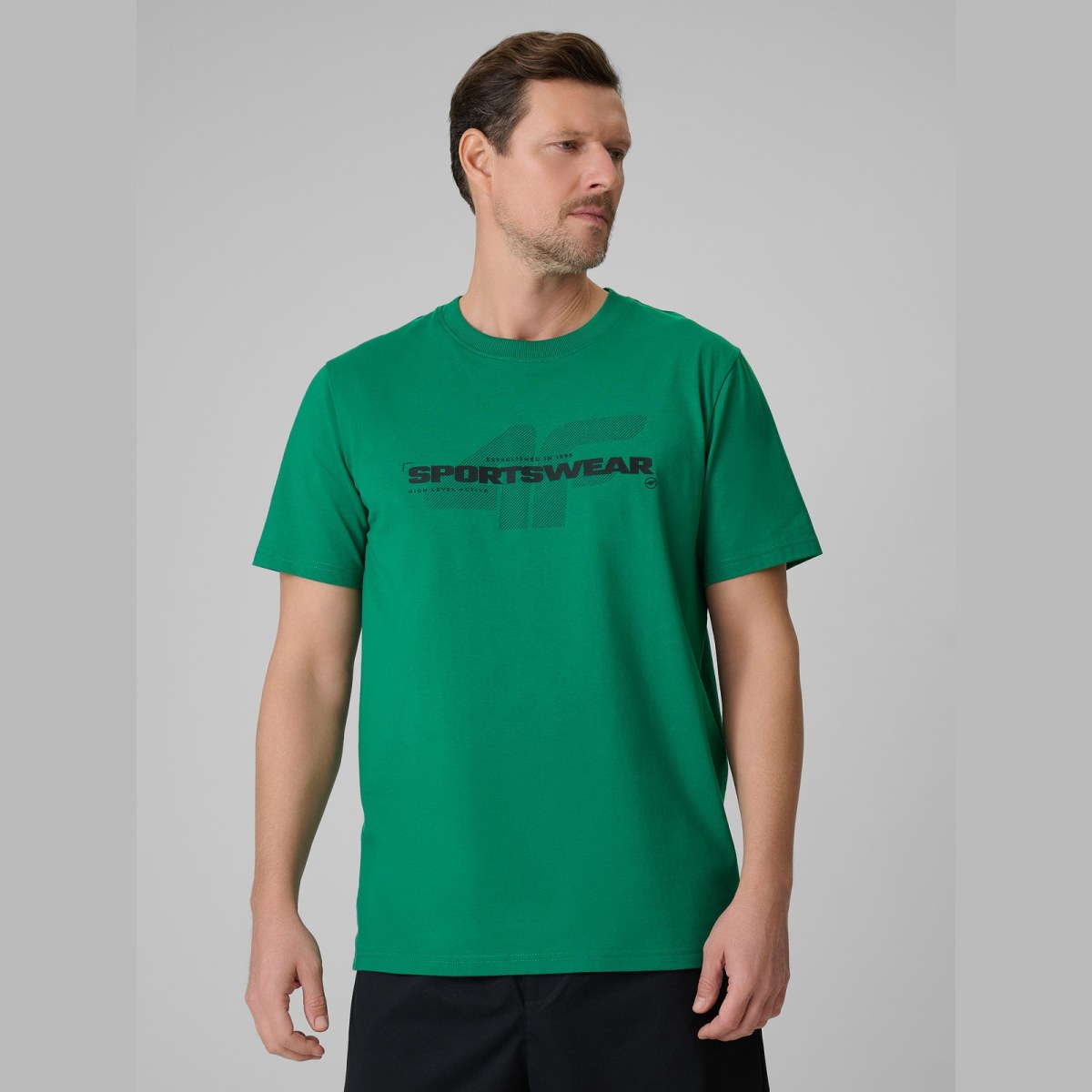 T-shirt regular s potlačou pánsky - zelený · záber 1