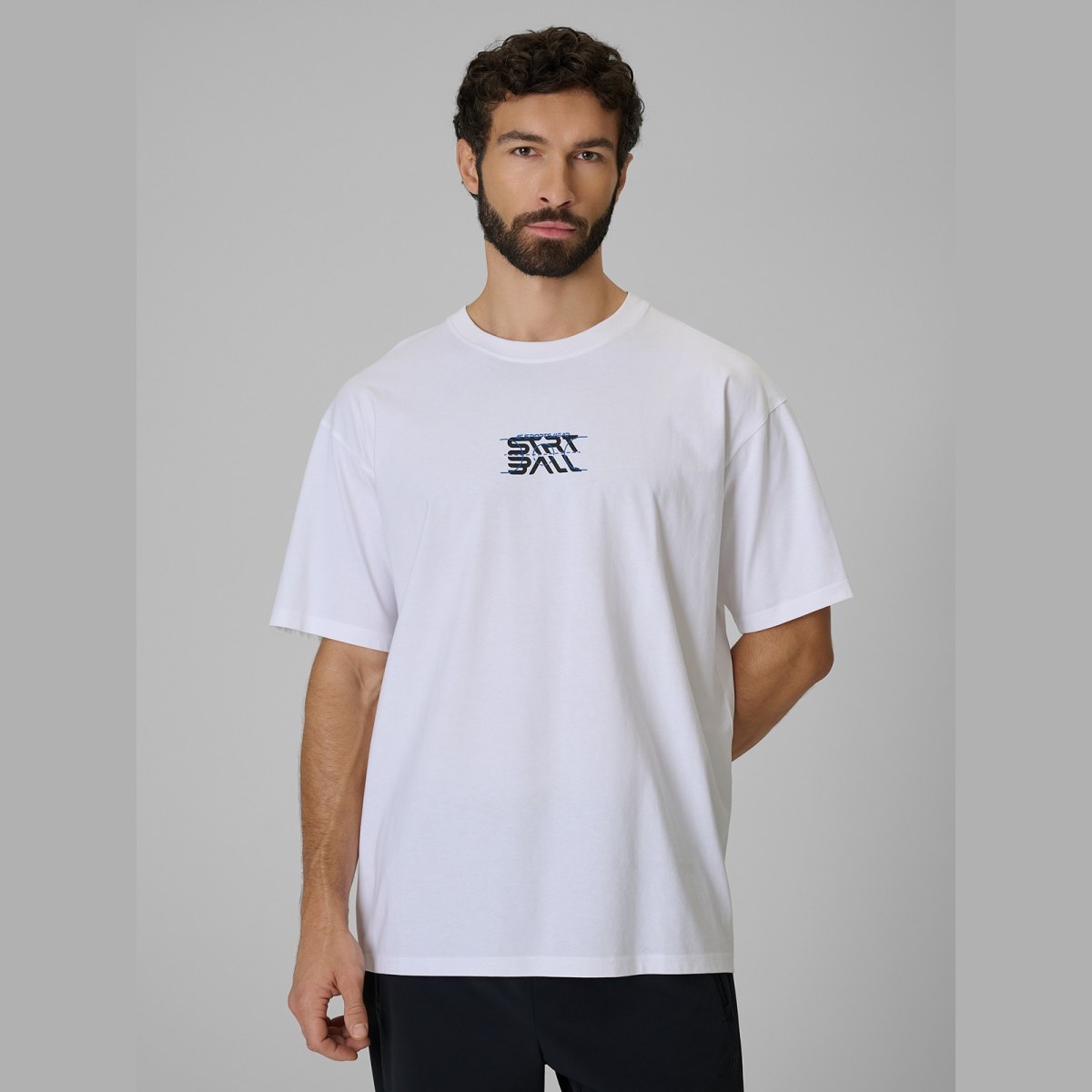 T-shirt loose s potlačou pánsky - biely · záber 2
