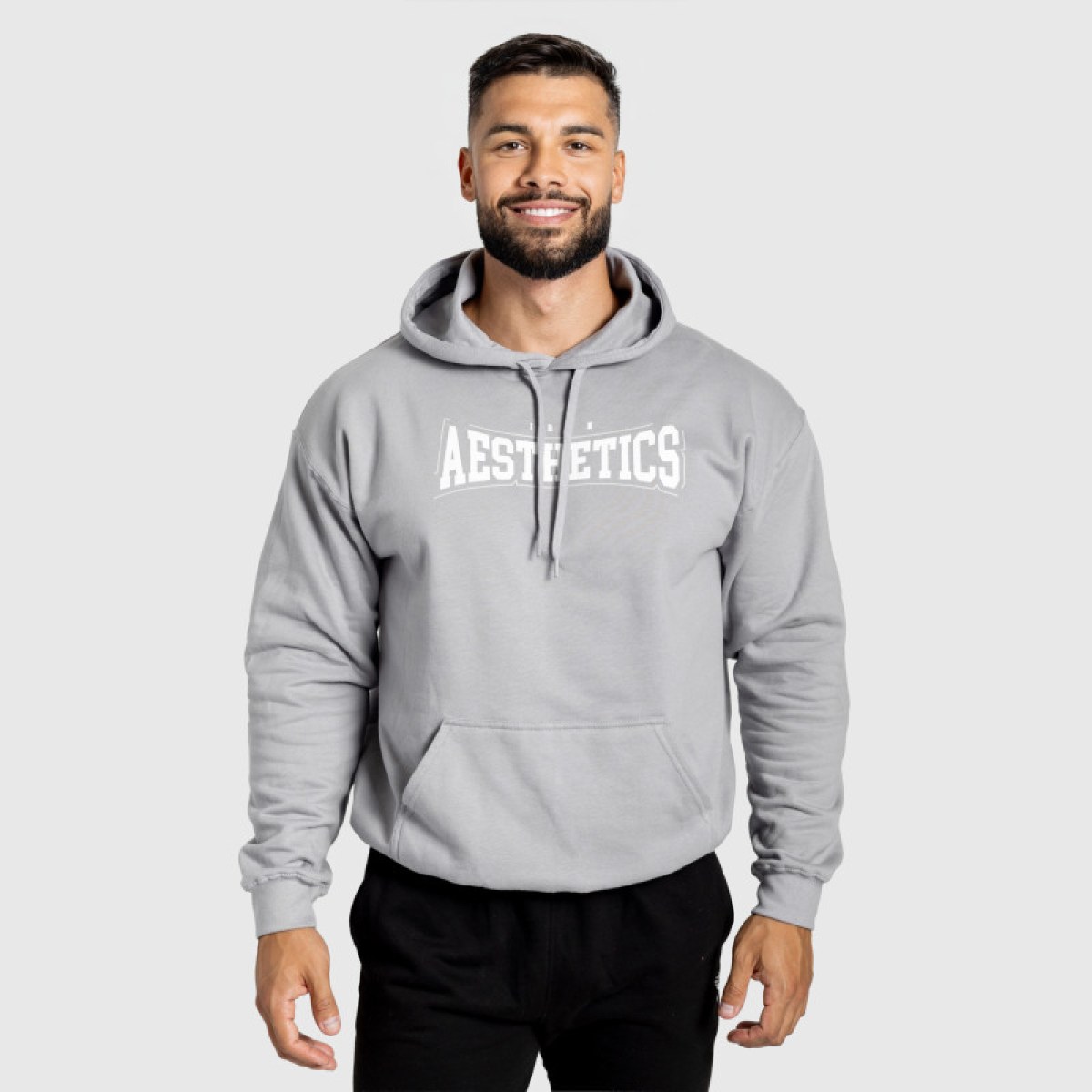 Mikina s kapucňou Iron Aesthetics Frontline, sivá · záber 1