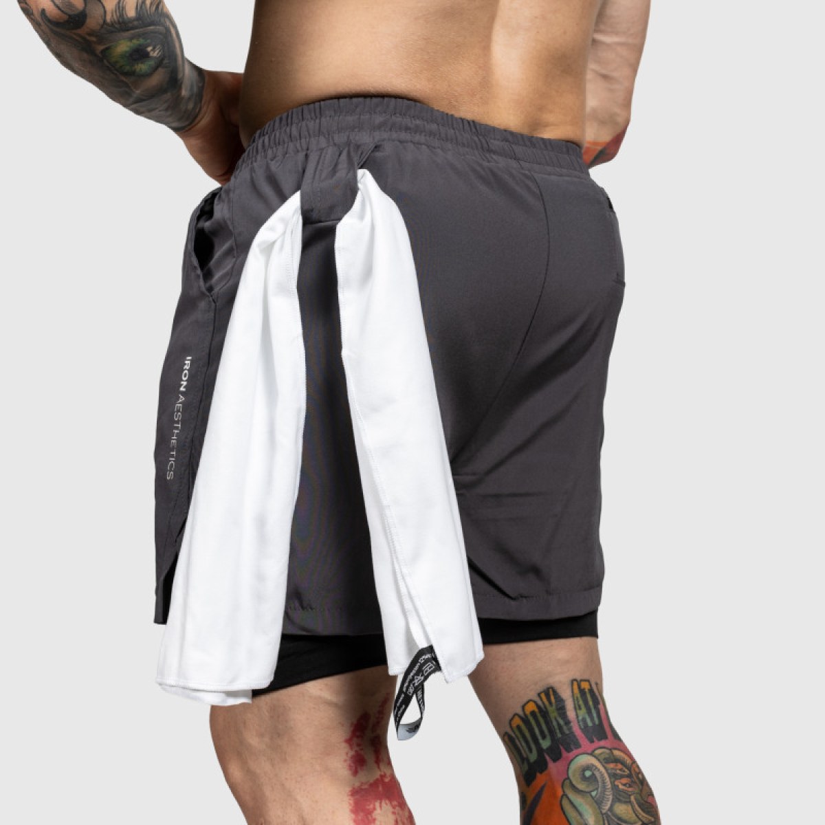 Funkčné šortky Iron Aesthetics SweatPro 2in1, tmavosivé · záber 3