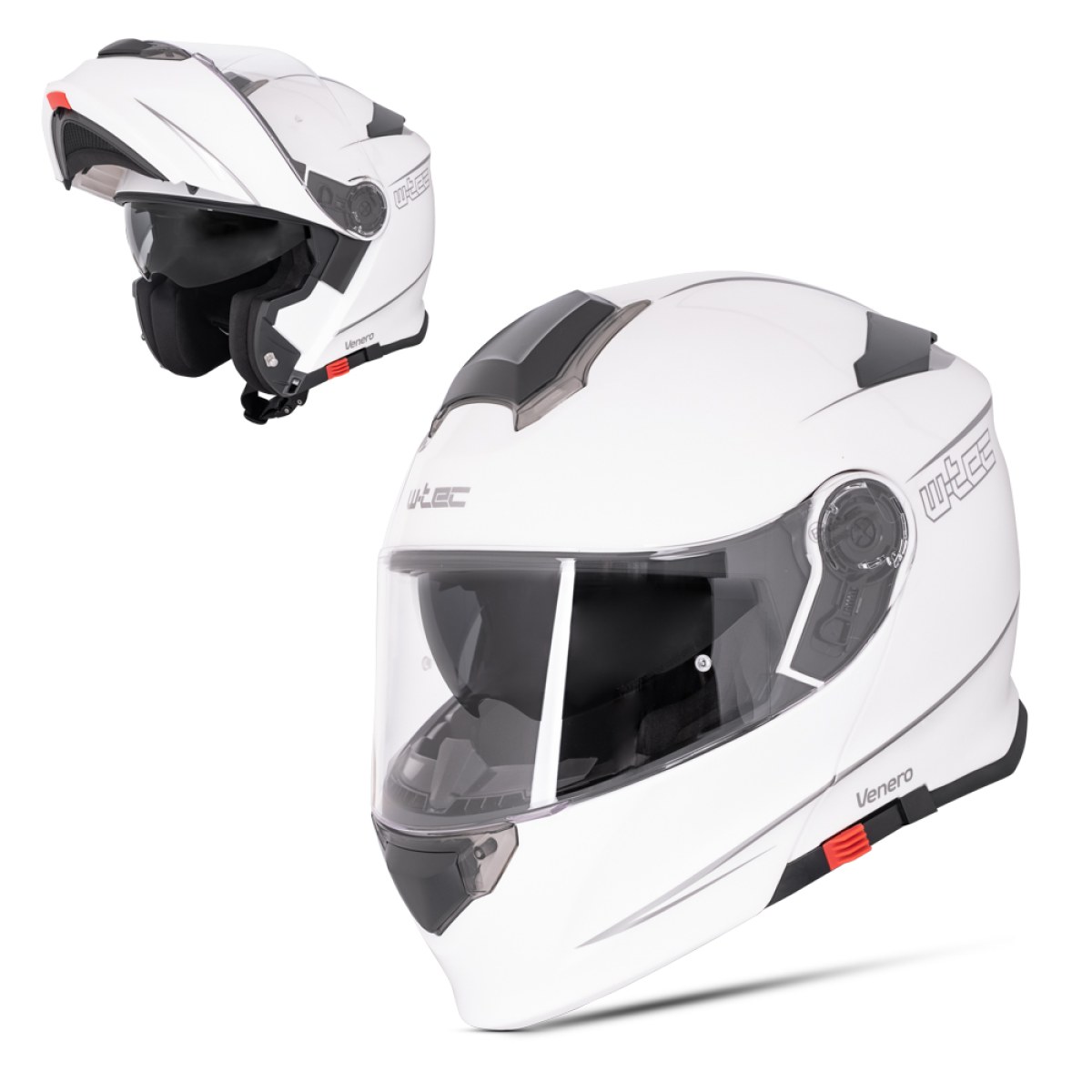 Výklopná prilba W-TEC Venero - Veľkosť: 63, XXL | Farba: Biela · záber 1