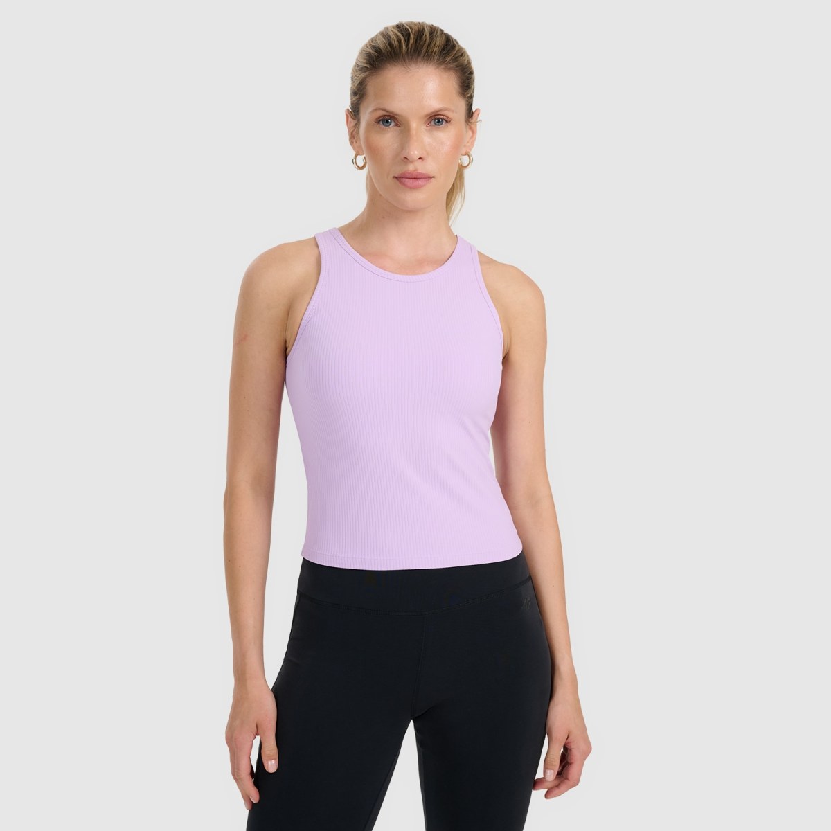 Slim top z rebrovanej pleteniny dámsky - fialový · záber 1