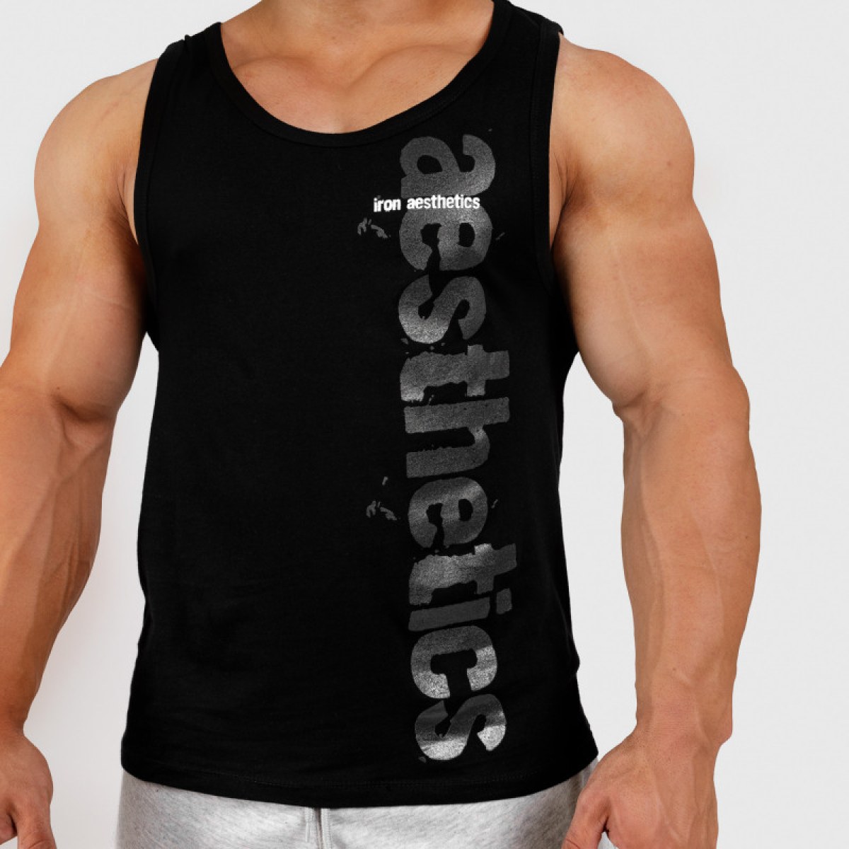 Pánske fitness tielko Iron Aesthetics Cross, čierne · záber 2