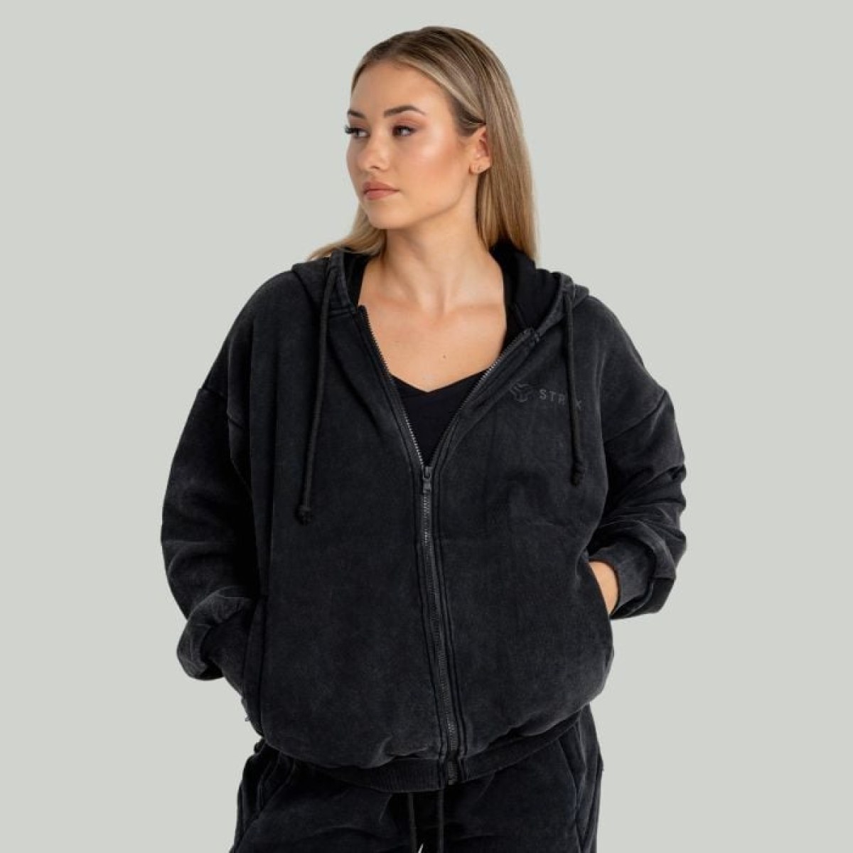 STRIX Dámska mikina Zip Washed Black SS · záber 1