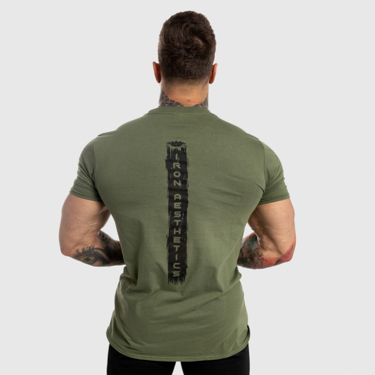 Pánske fitness tričko Iron Aesthetics Force, zelené · záber 4