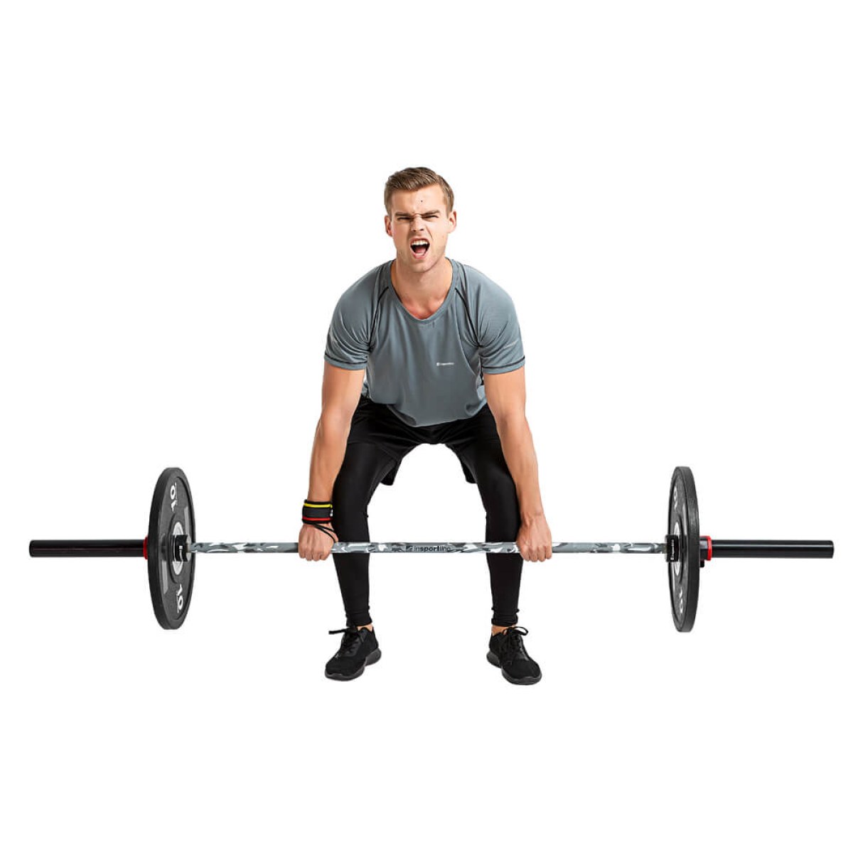 Vzpieračská tyč s ložiskami inSPORTline OLYMPIC OB-86 PCMC 220cm/50mm • 20kg • do 675kg • bez objímok · záber 2