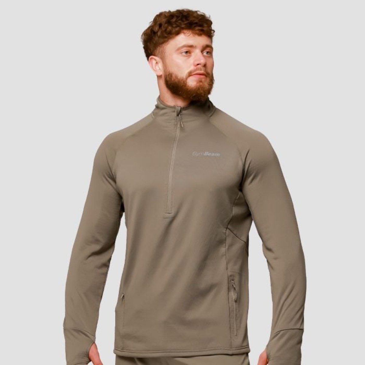 GymBeam Bežecká mikina 1/2 Zip Pulse Vetiver LL · záber 1
