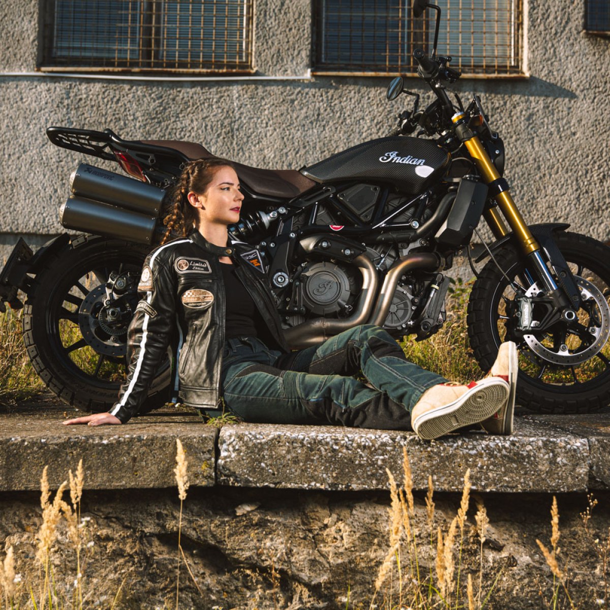 Dámske moto jeansy W-TEC Bolftyna - Veľkosť: S | Farba: Čierna · záber 4