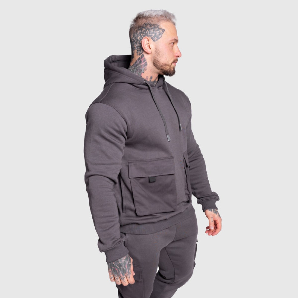 Mikina s kapucňou Iron Aesthetics Cargo Hoodie, tmavosivá · záber 3