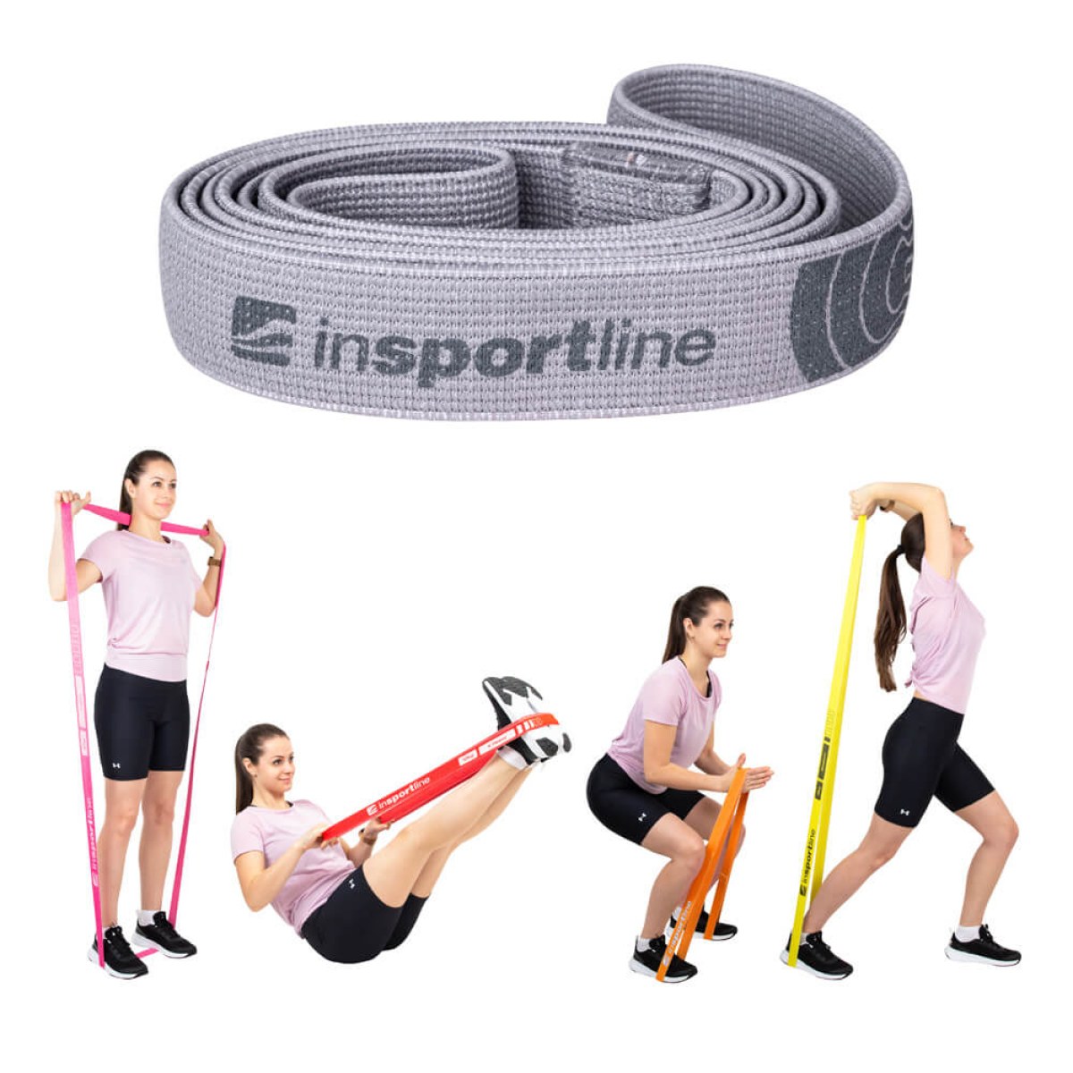 Posilňovacia guma inSPORTline Rand XX Strong 208x3,3 cm / 13 kg - Farba: Sivá · záber 1