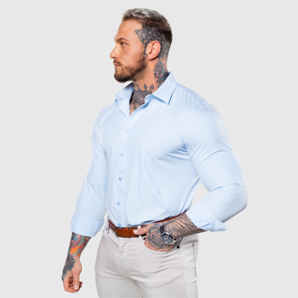 Strečová košeľa Iron Aesthetics Slim Stretch, svetlomodrá · záber 5