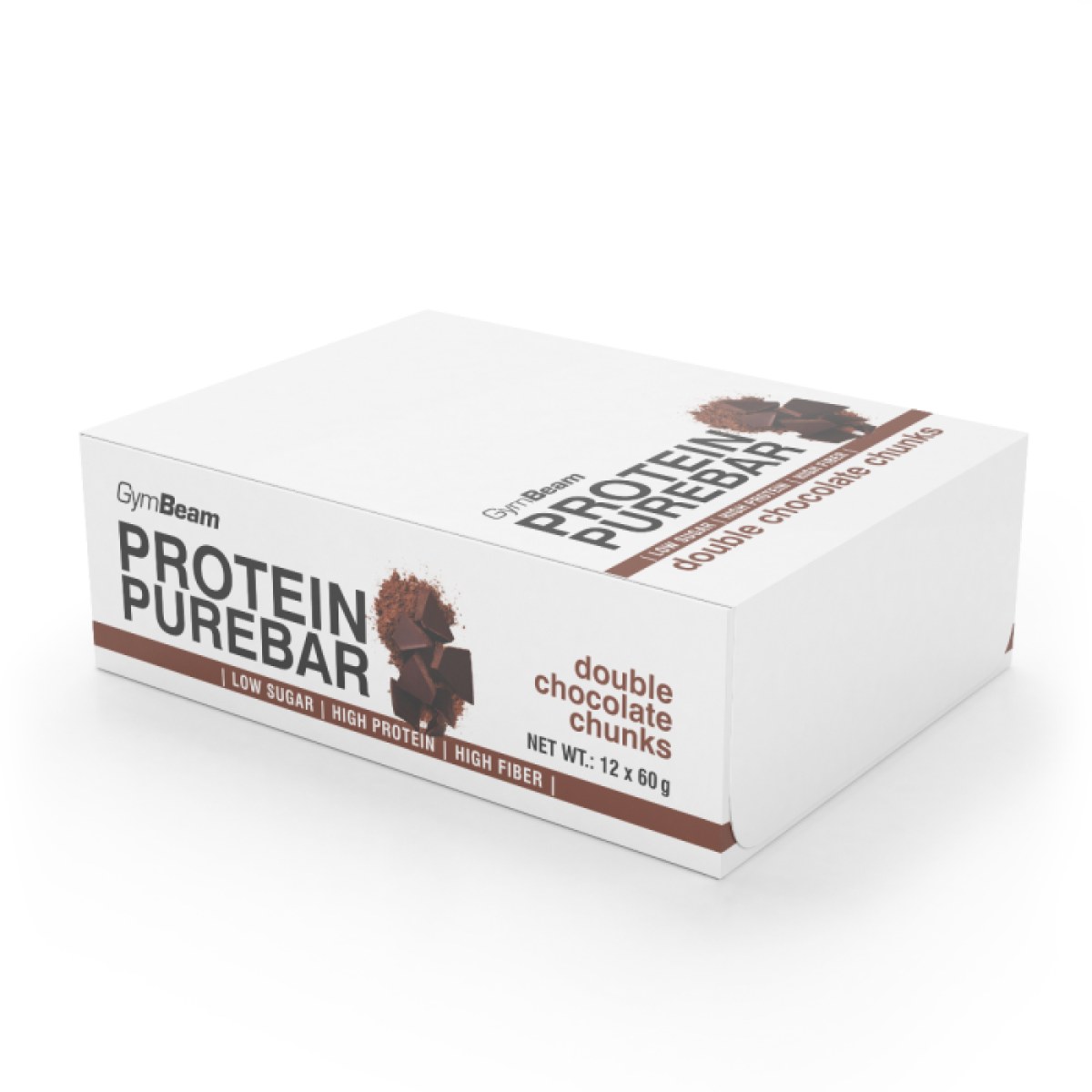 GymBeam Protein PureBar dvojnásobné kúsky čokolády - Príchuť: Dvojnásobné kúsky čokolády | Hmotnosť: 0,72 kg · záber 1