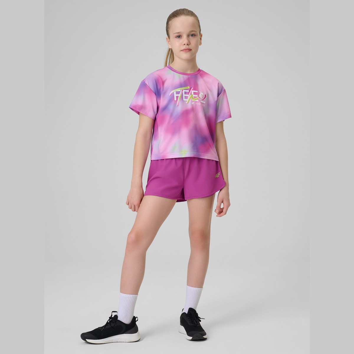 Rýchloschnúce športové tričko dievčenské - multicolor · záber 2