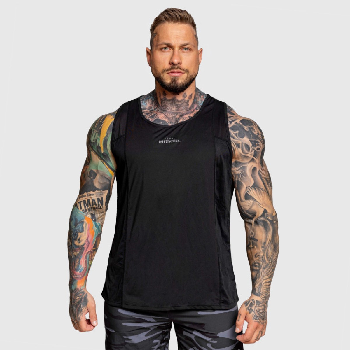 Pánske funkčné tielko Iron Aesthetics Camo Mesh, čierne · záber 1