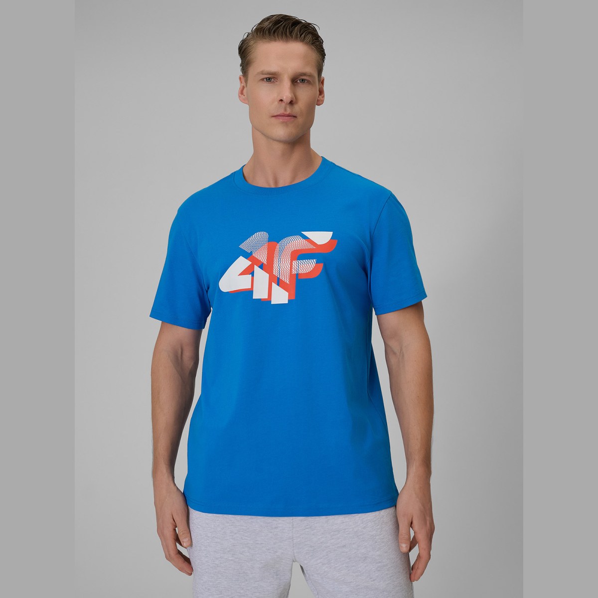 T-shirt regular s potlačou pánsky - modrý · záber 1