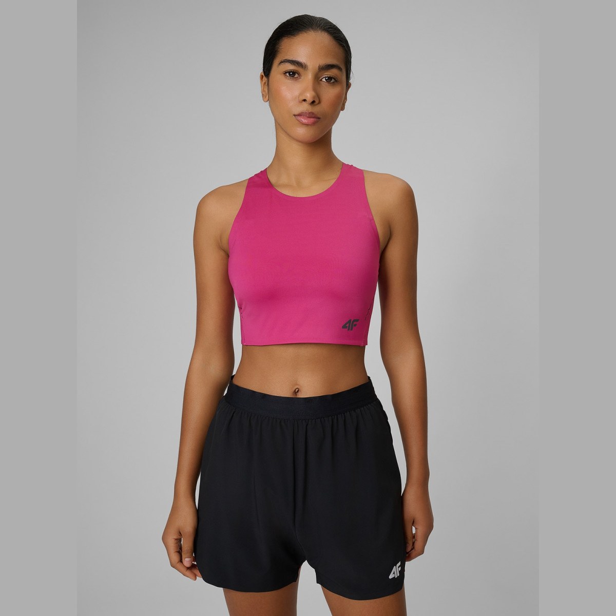 Crop top na behanie rýchloschnúci dámsky - ružový · záber 1