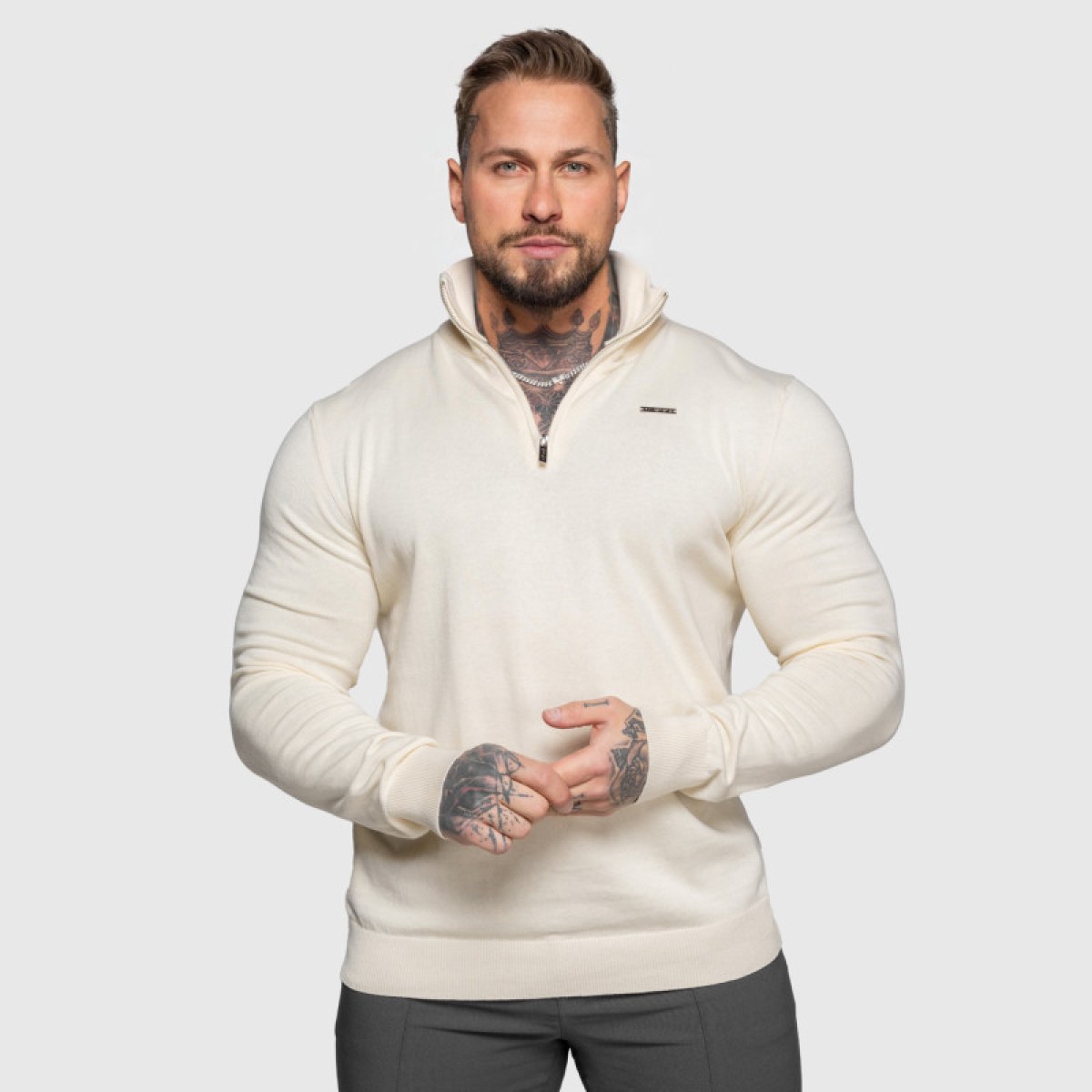 Sveter so zipsom Iron Aesthetics Tomas, béžový · záber 3