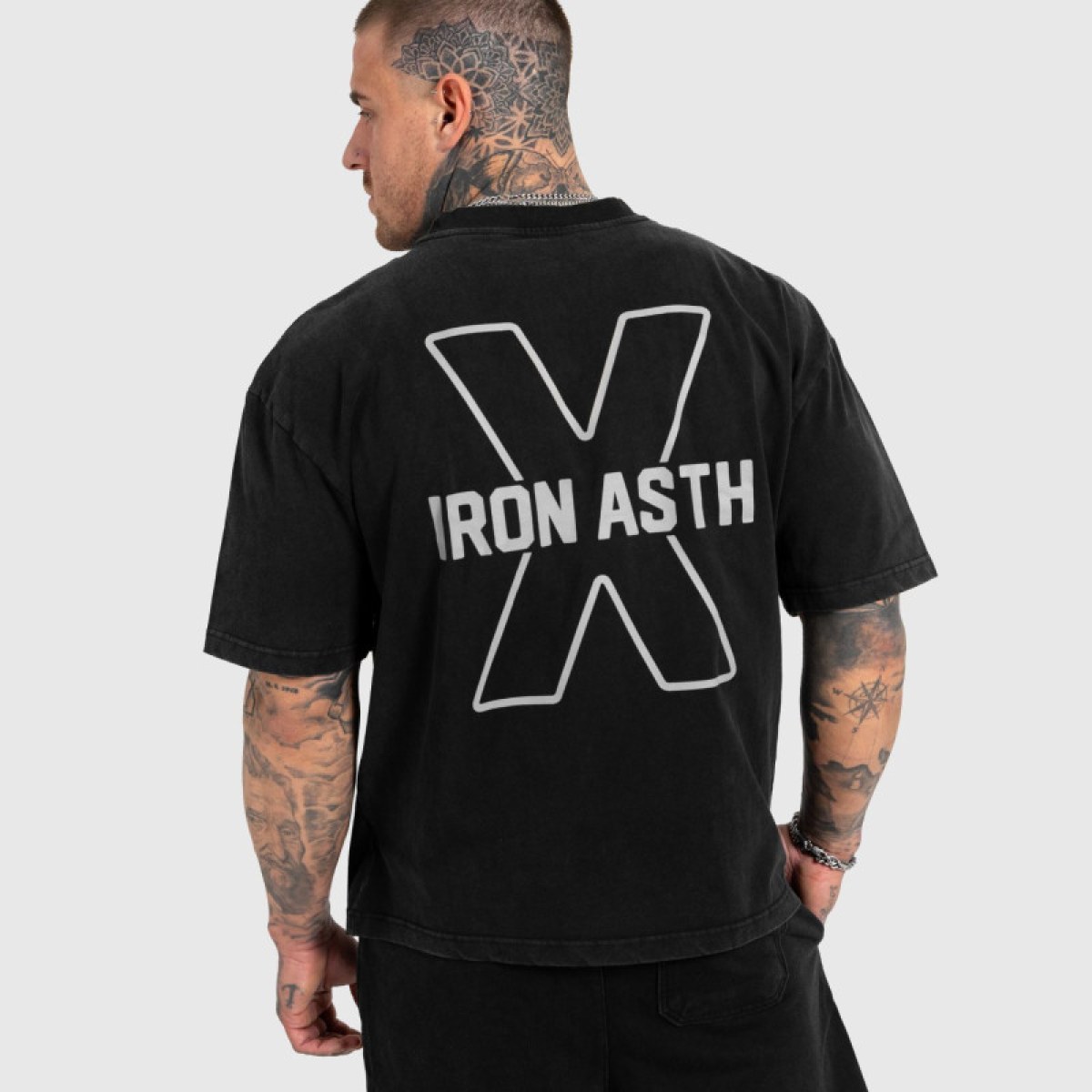Pánske tričko Iron Aesthetics X Washed, čierne · záber 1