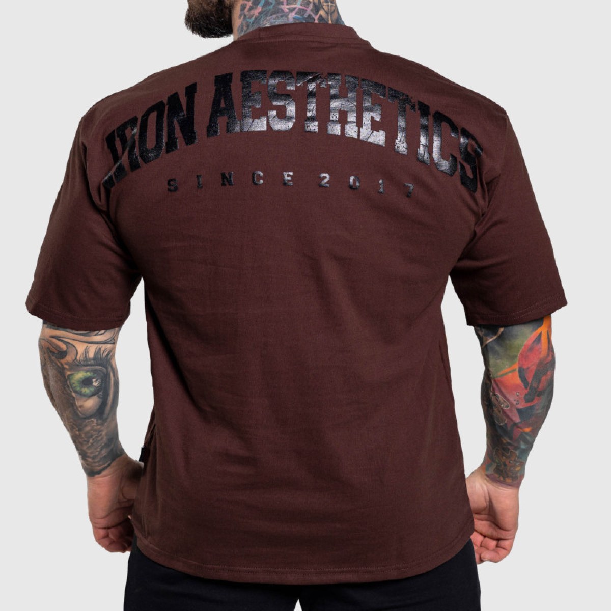 Oversize tričko Iron Aesthetics College, hnedé · záber 1