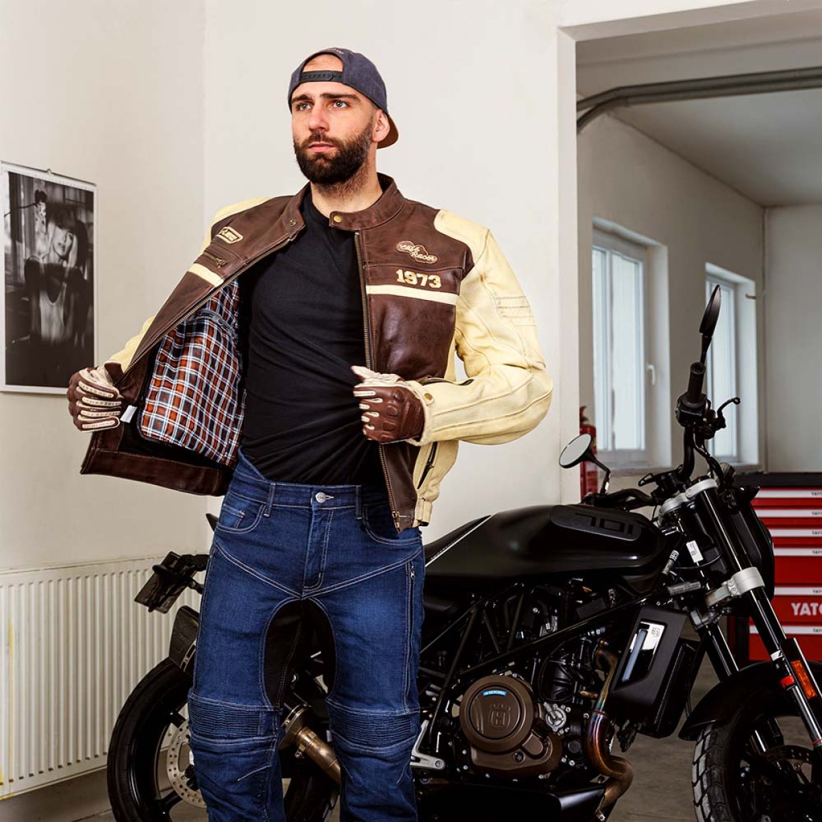 Pánska kožená moto bunda W-TEC Retro - Veľkosť: 4XL · záber 4