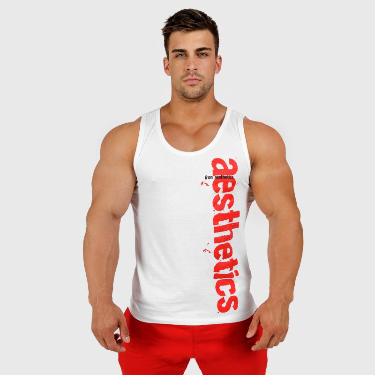 Pánske fitness tielko Iron Aesthetics Cross, biele · záber 3
