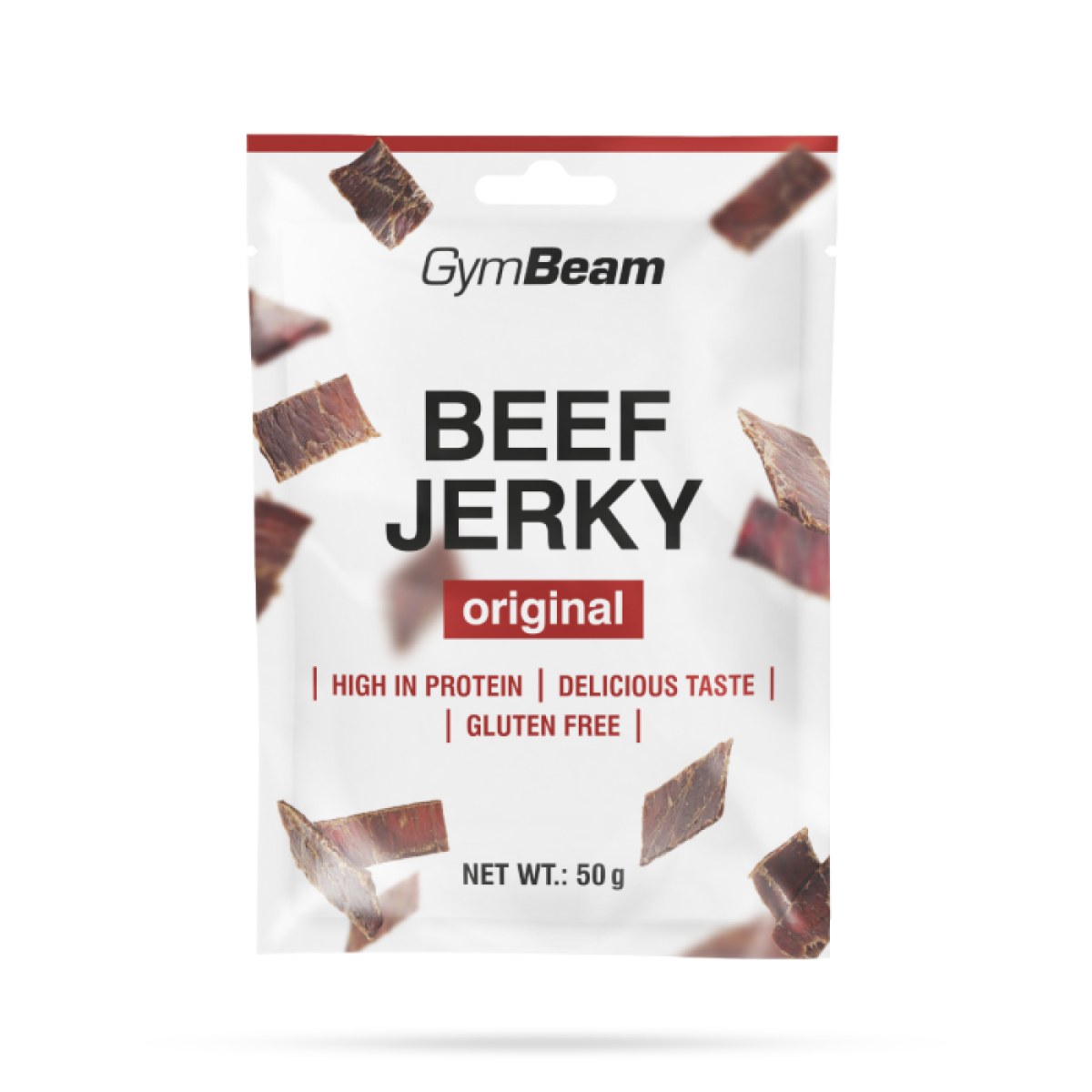 GymBeam Sušené mäso Beef Jerky originál - Príchuť: Originál | Hmotnosť: 0,05 kg | Balenie: 50 · záber 1