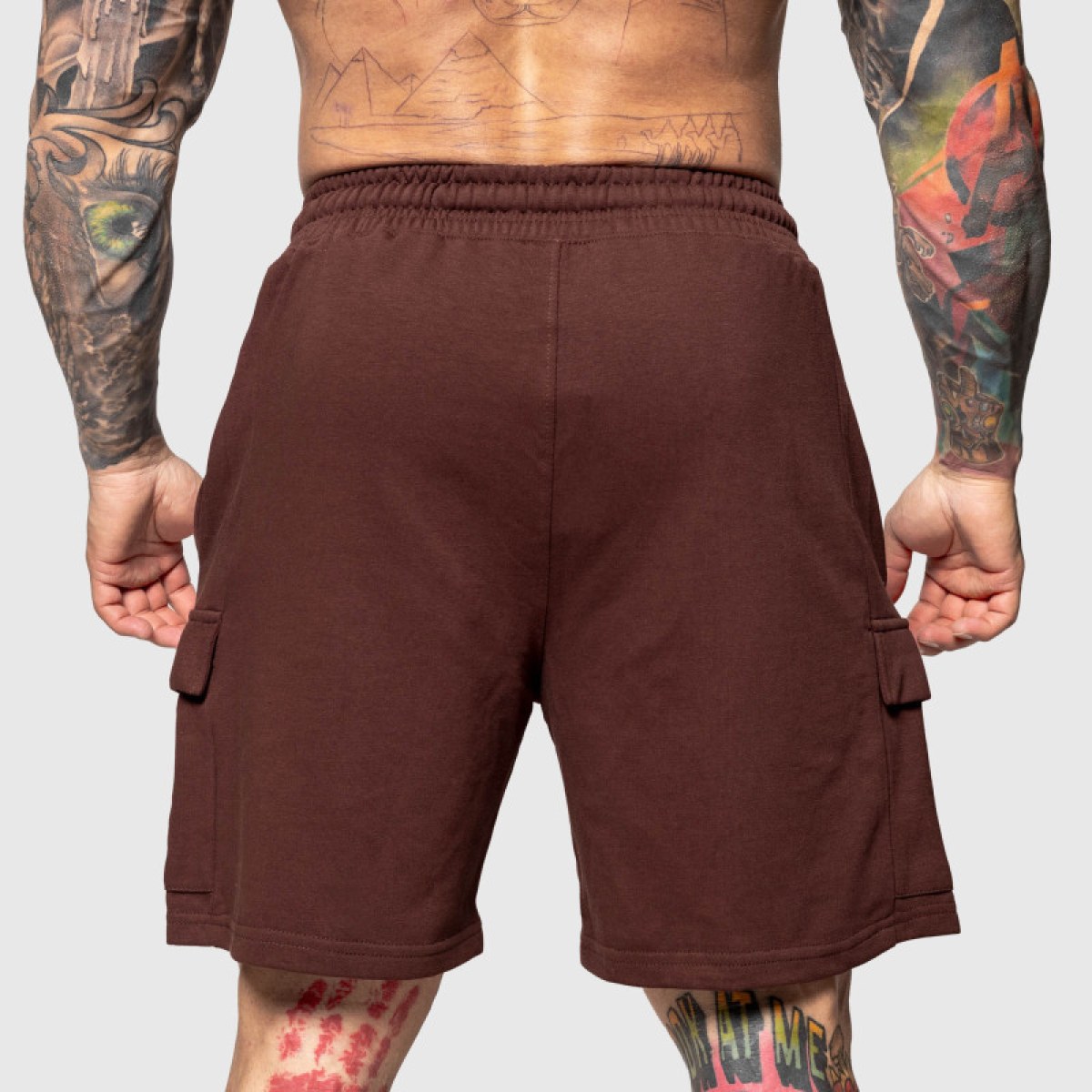 Teplákové kraťasy Iron Aesthetics College, hnedé · záber 3
