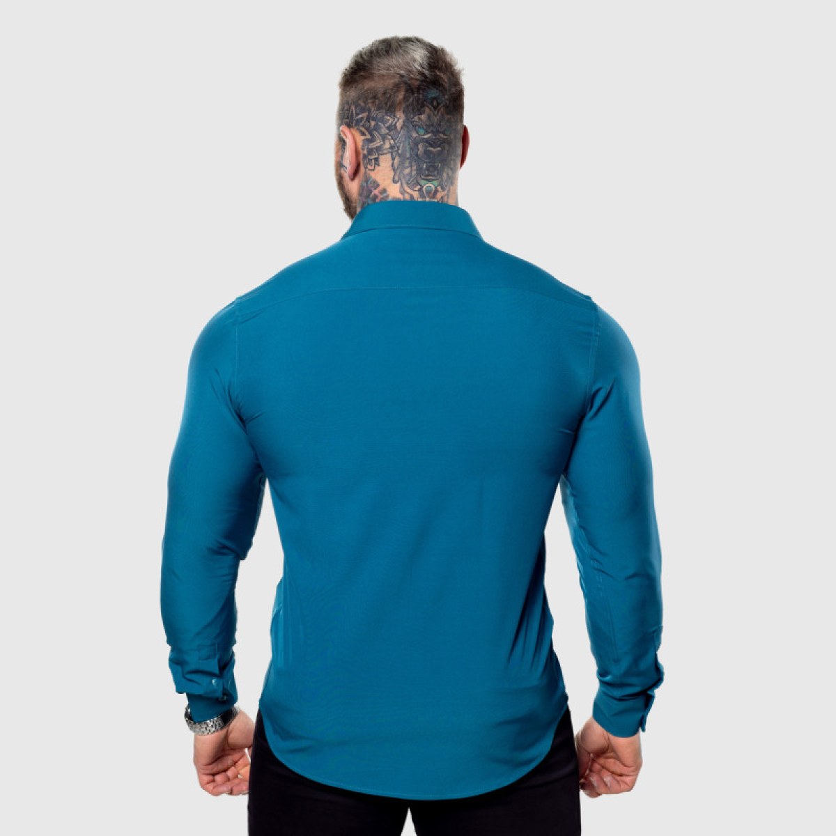 Strečová košeľa Iron Aesthetics Slim Stretch, smaragdová · záber 4