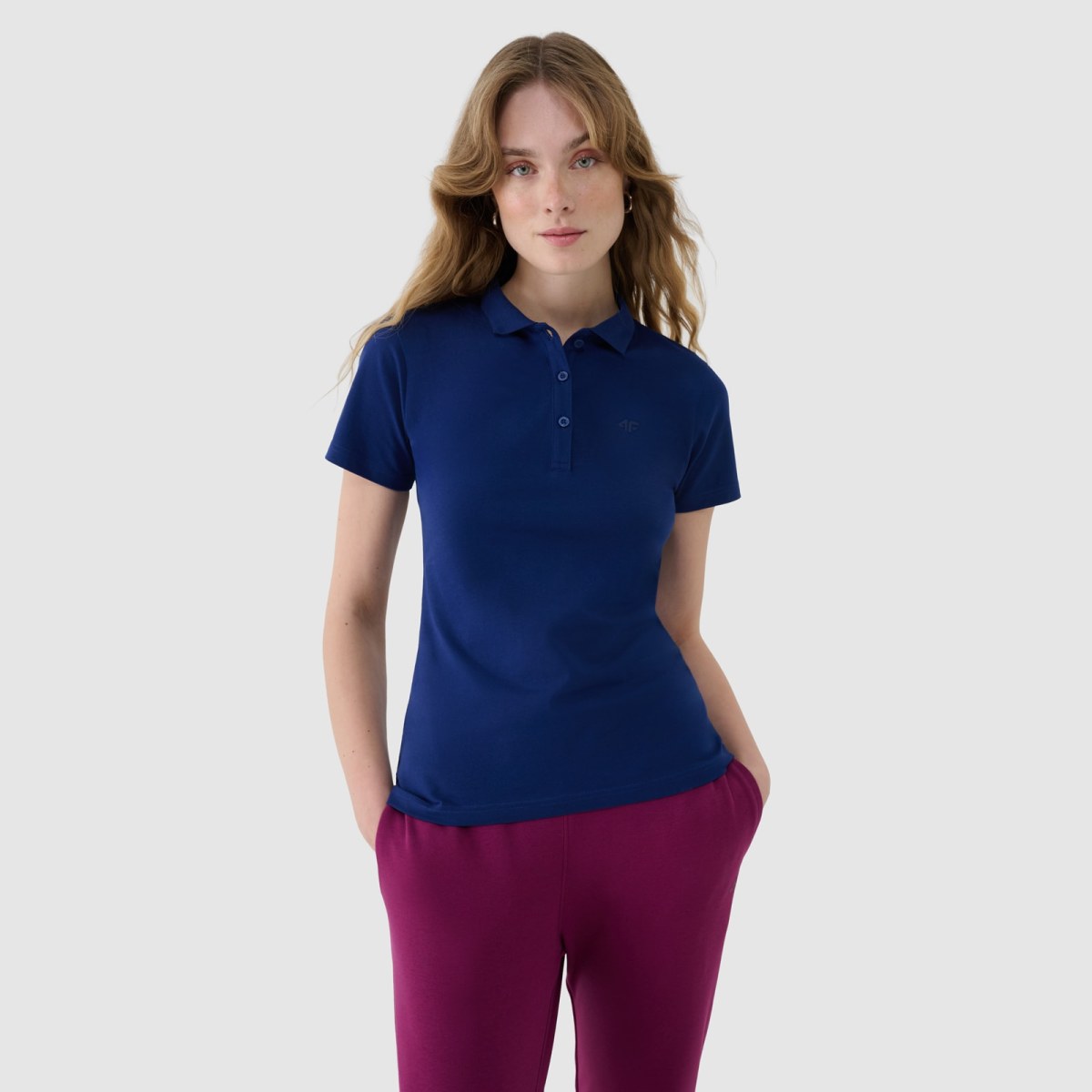 Dámske slim polo tričko - tmavomodré · záber 1