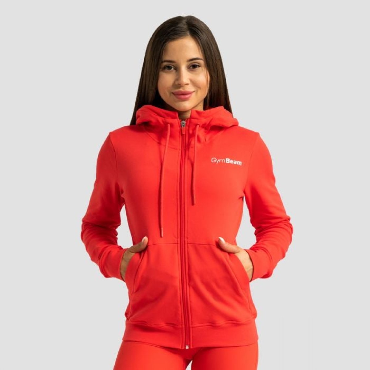 GymBeam Dámska mikina so zipsom Limitless Hot Red XSXS · záber 1