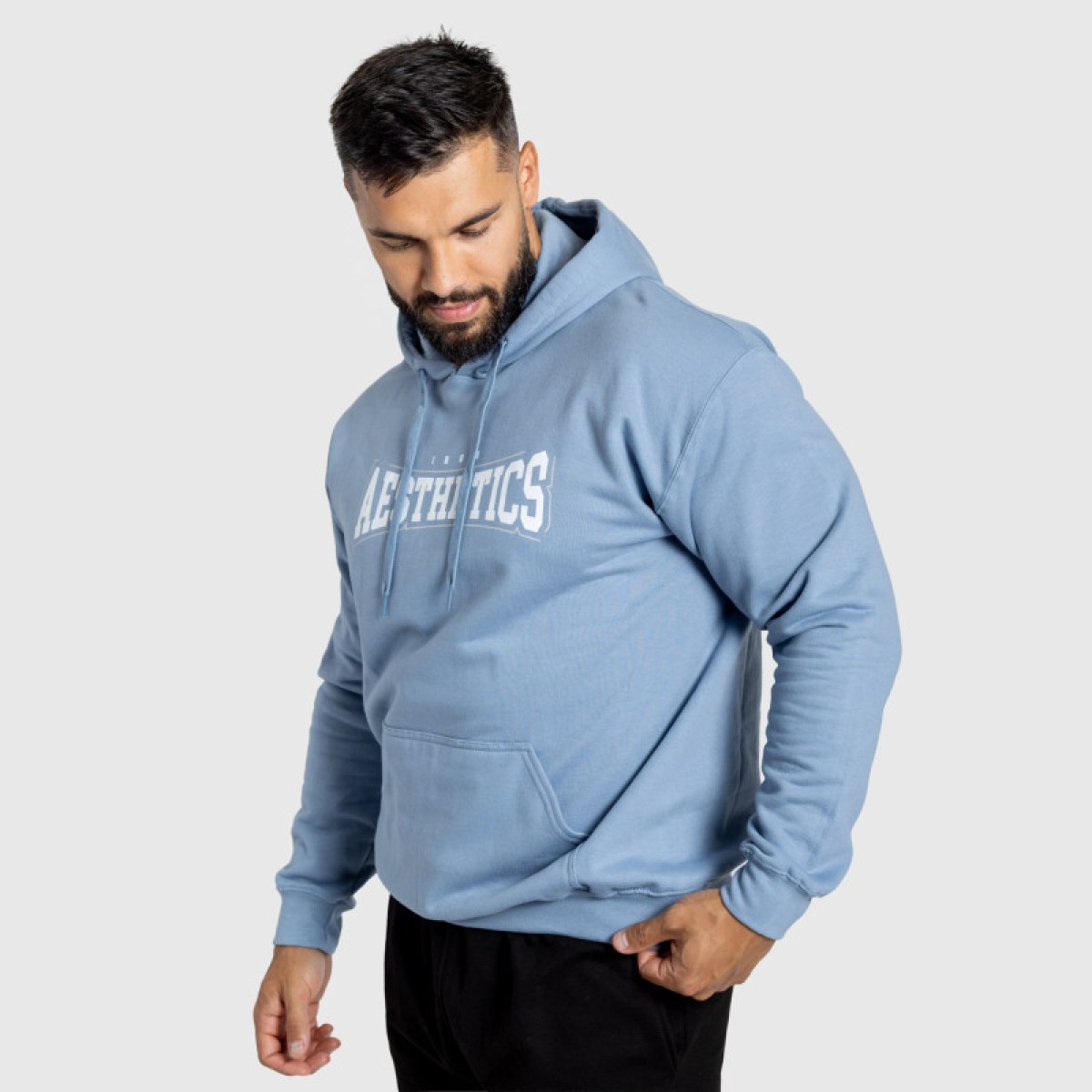 Mikina s kapucňou Iron Aesthetics Frontline, modrá · záber 3