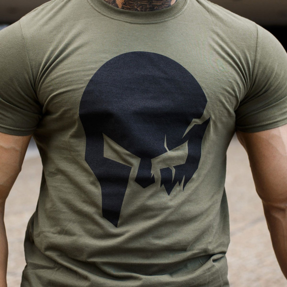 Ultrasoft tričko Iron Aesthetics Skull, vojenská zelená · záber 5