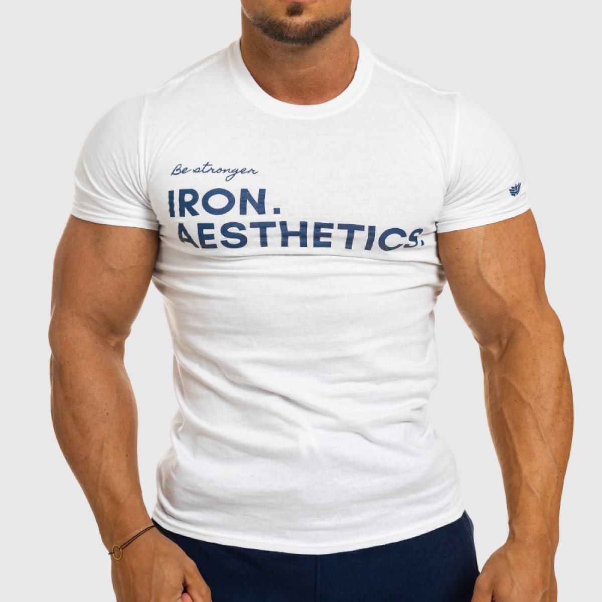 Pánske fitness tričko Iron Aesthetics Be Stronger, biele · záber 1