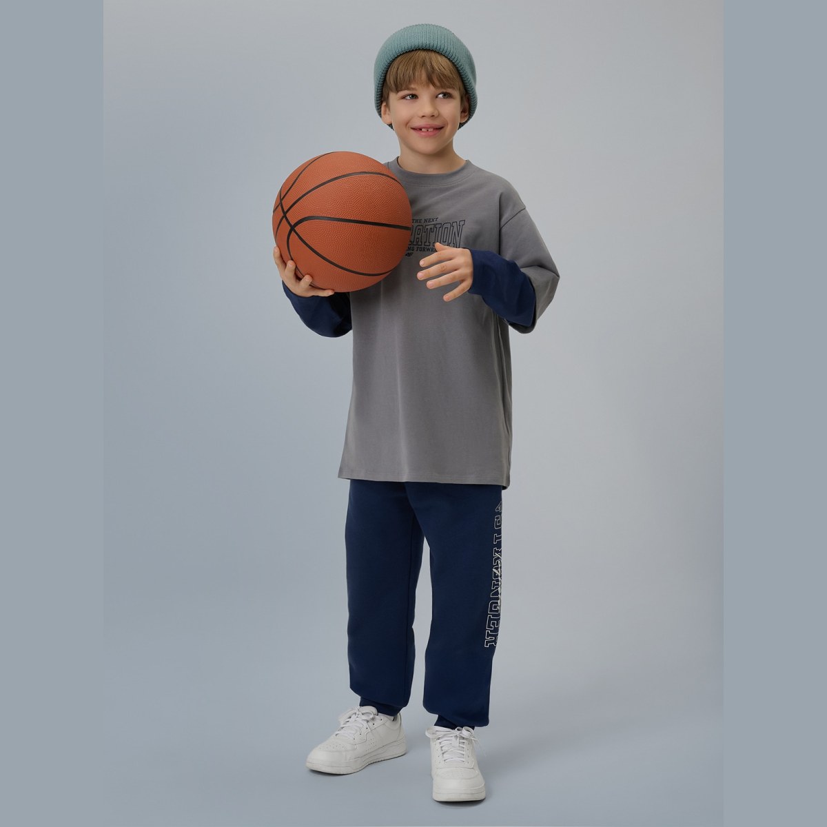 Longsleeve loose s potlačou chlapčenský - sivý · záber 3