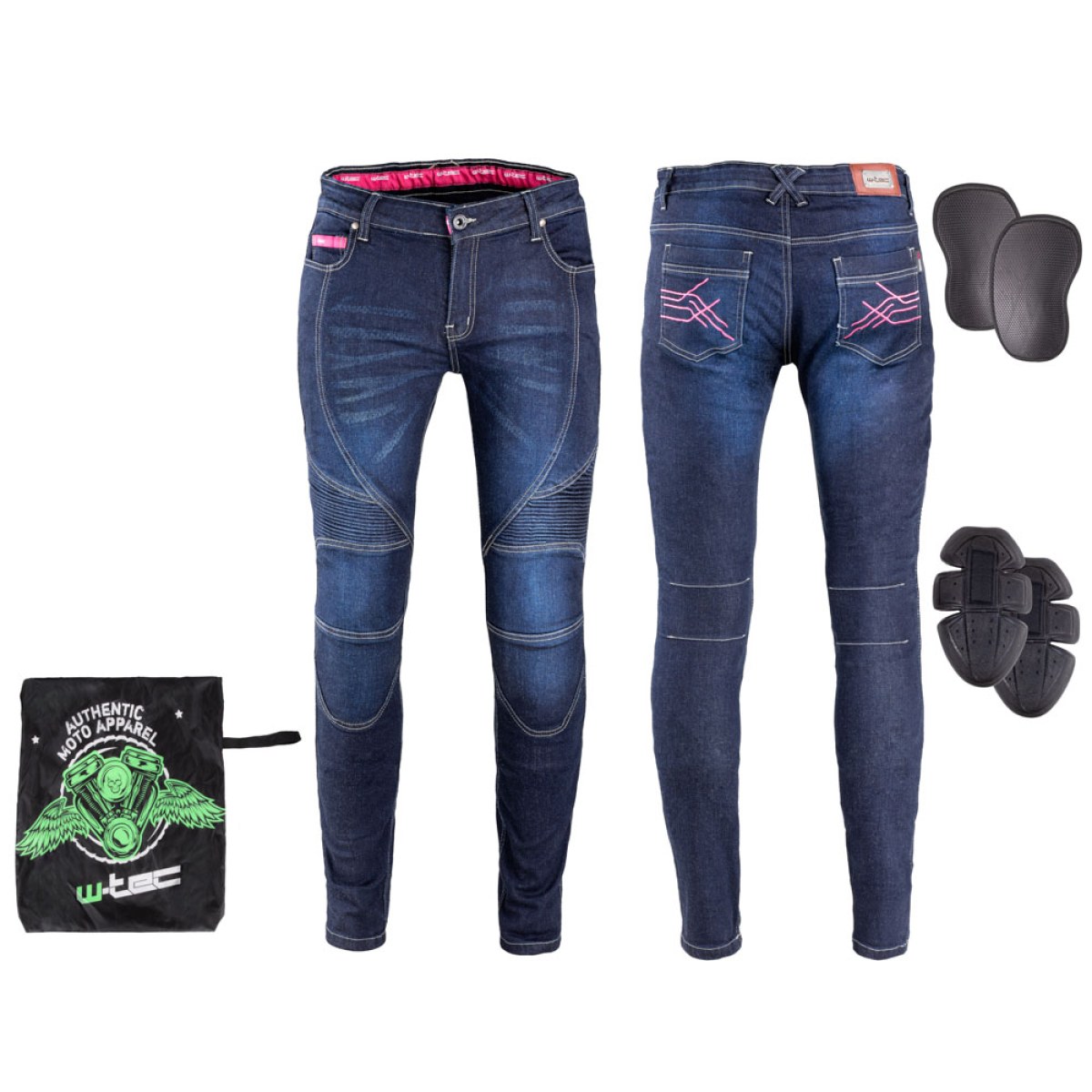 Dámske moto jeansy W-TEC Rafael - Veľkosť: XXL | Farba: Modrá · záber 1