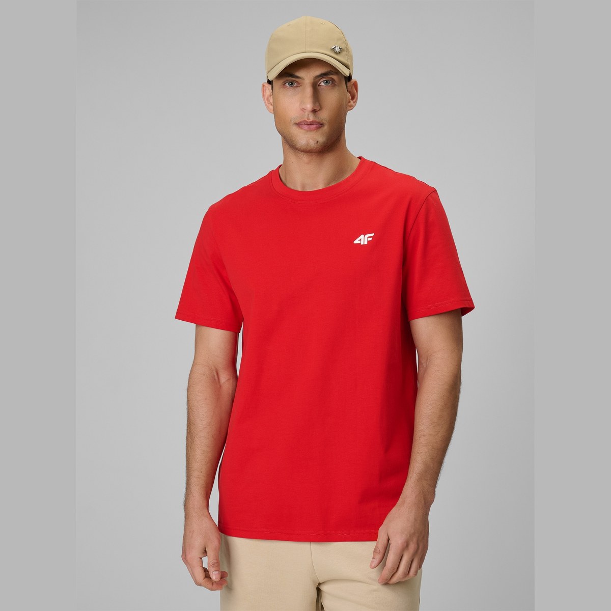 T-shirt regular jednofarebný pánsky - červený · záber 1