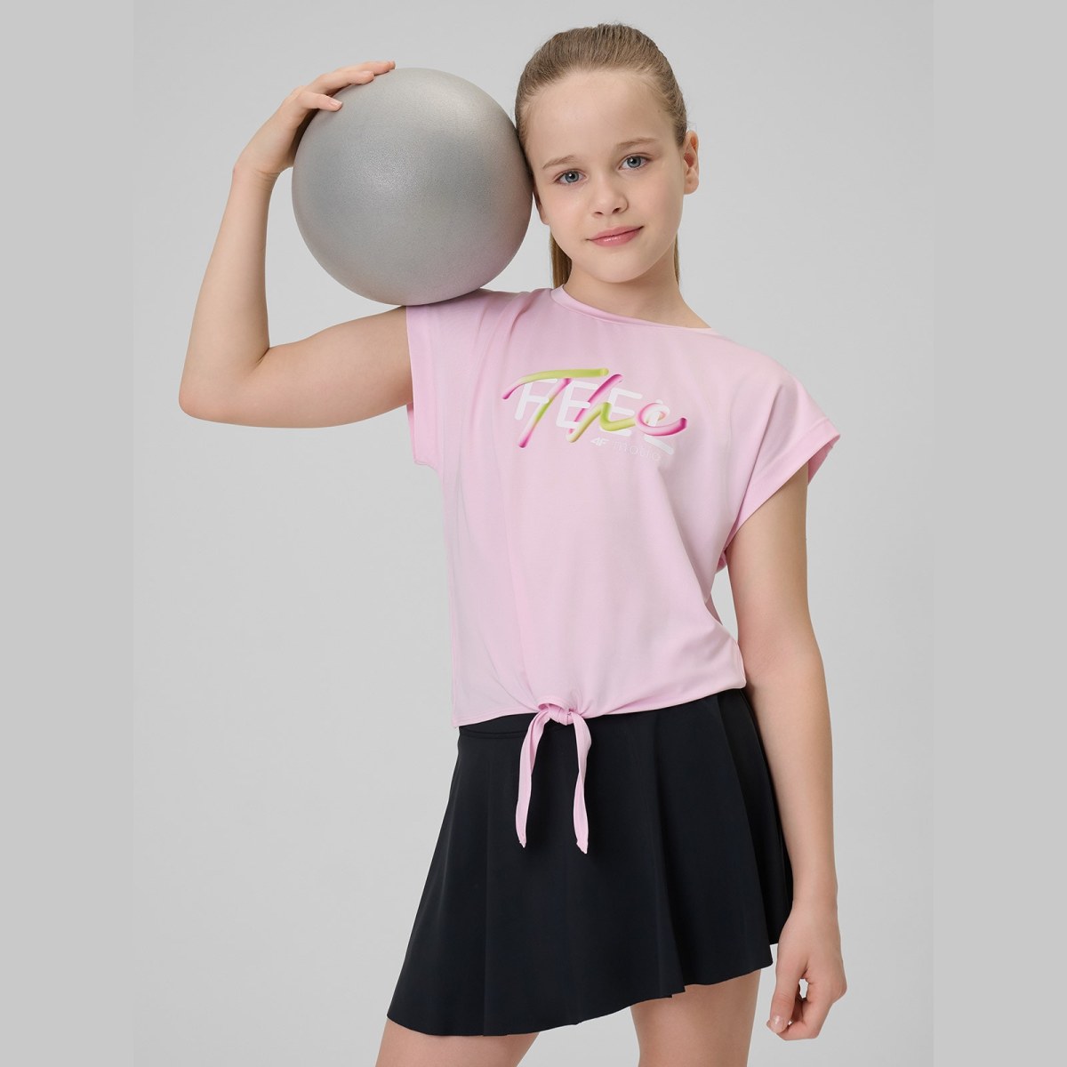Dievčenský rýchloschnúci športový crop-top - ružový · záber 1
