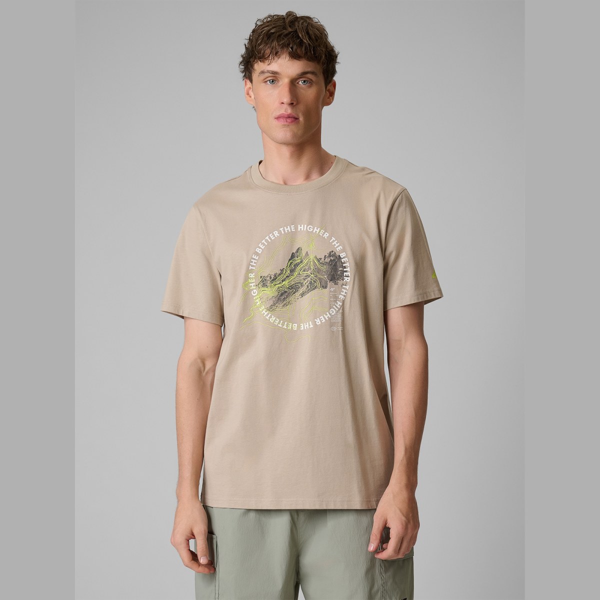 T-shirt regular s potlačou pánsky - béžový · záber 7