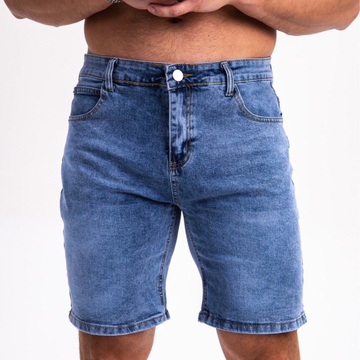 Pánske rifľové kraťasy Iron Aesthetics Denim Stretch, modré · záber 4