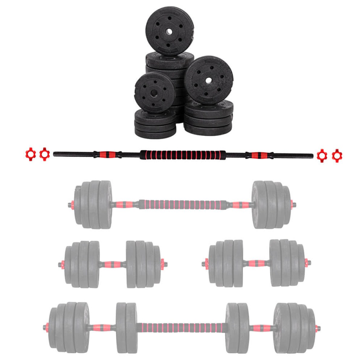 Cementový činkový set inSPORTline CEMBAR 40 3-40kg · záber 1