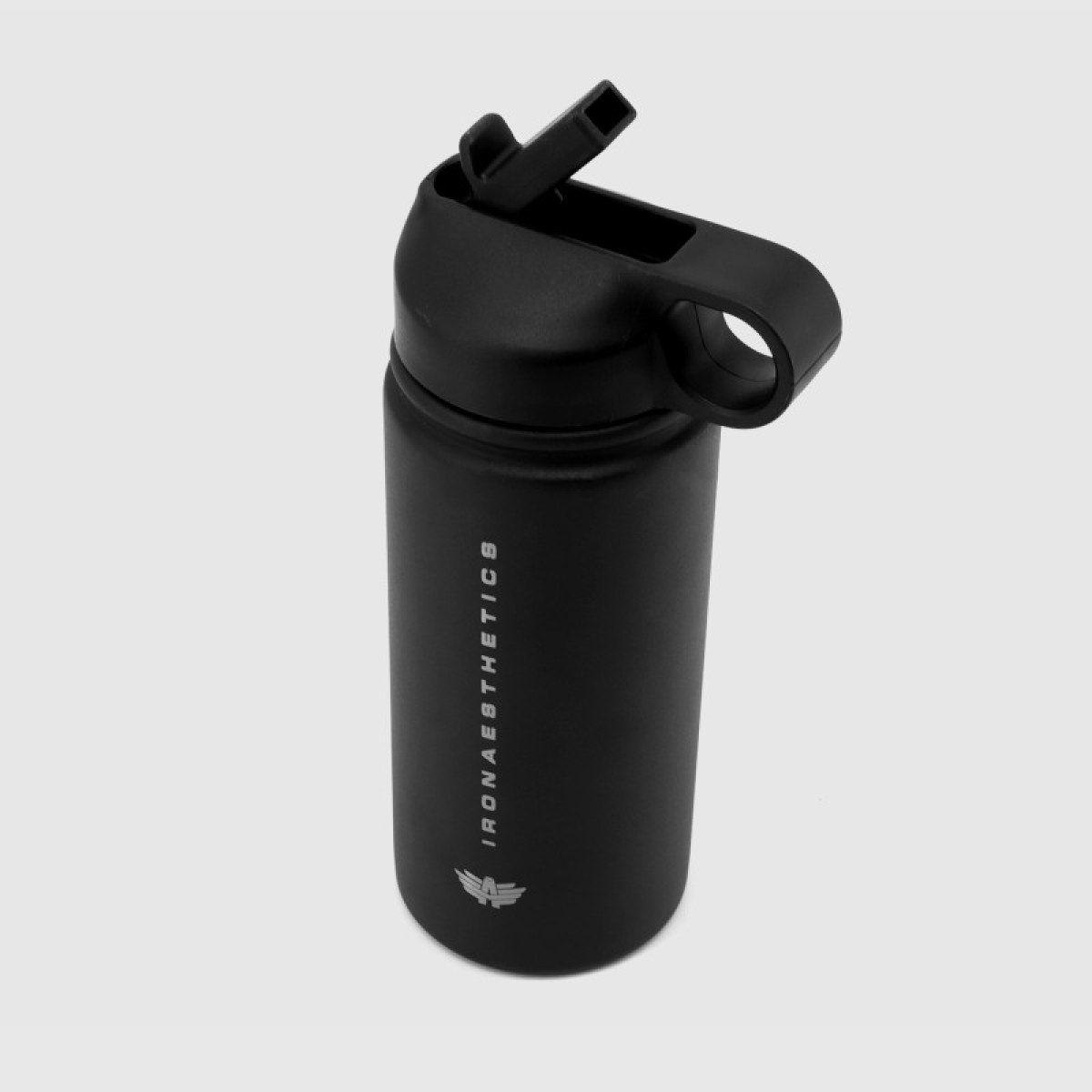 Nerezová fľaša so slamkou Iron Aesthetics Flip Sip 500 ml, čierna · záber 4