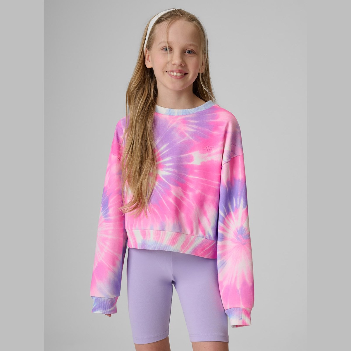 Dievčenská loose tepláková mikina bez kapucne - multicolor · záber 1
