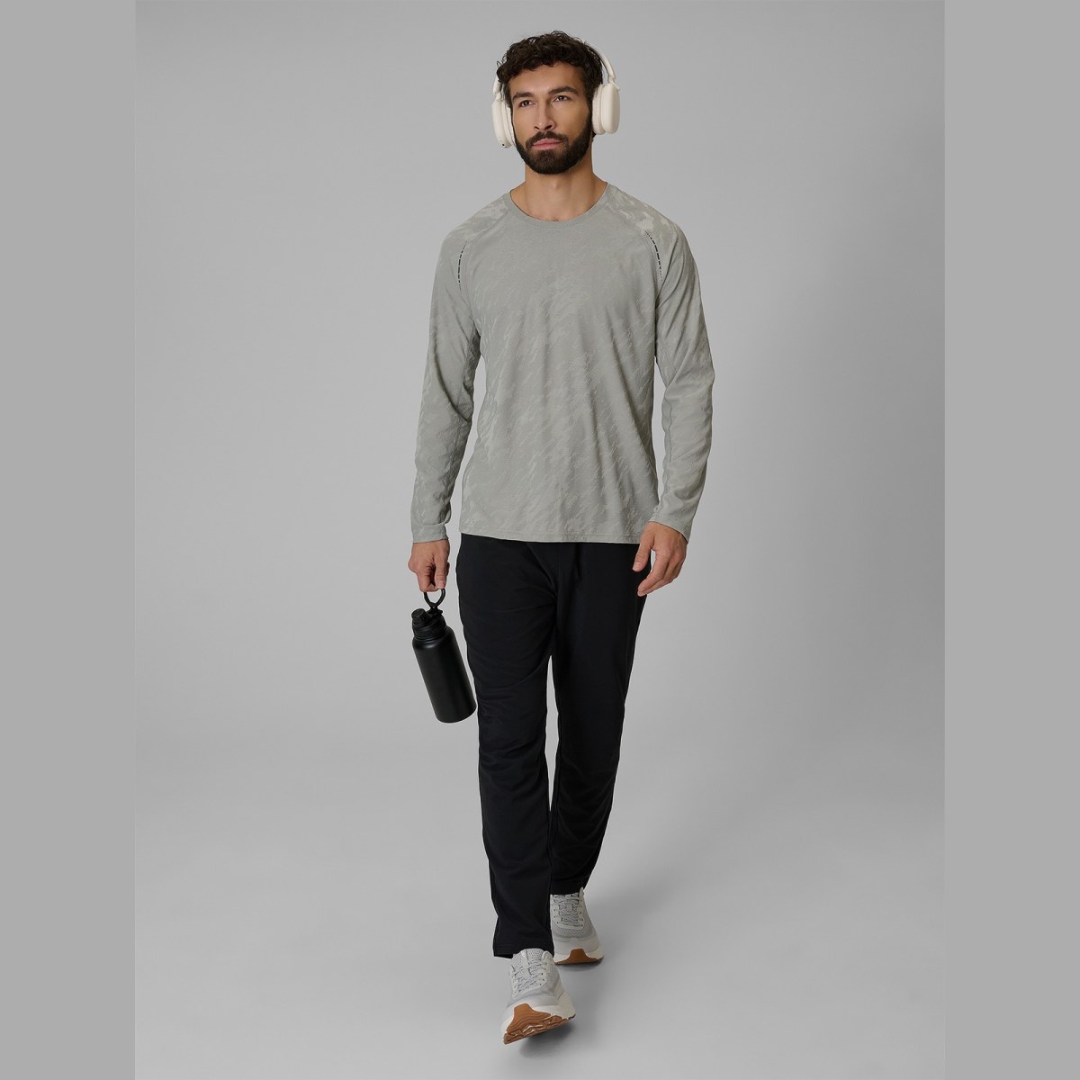 Rýchloschnúci bežecký longsleeve pánsky - sivý · záber 2