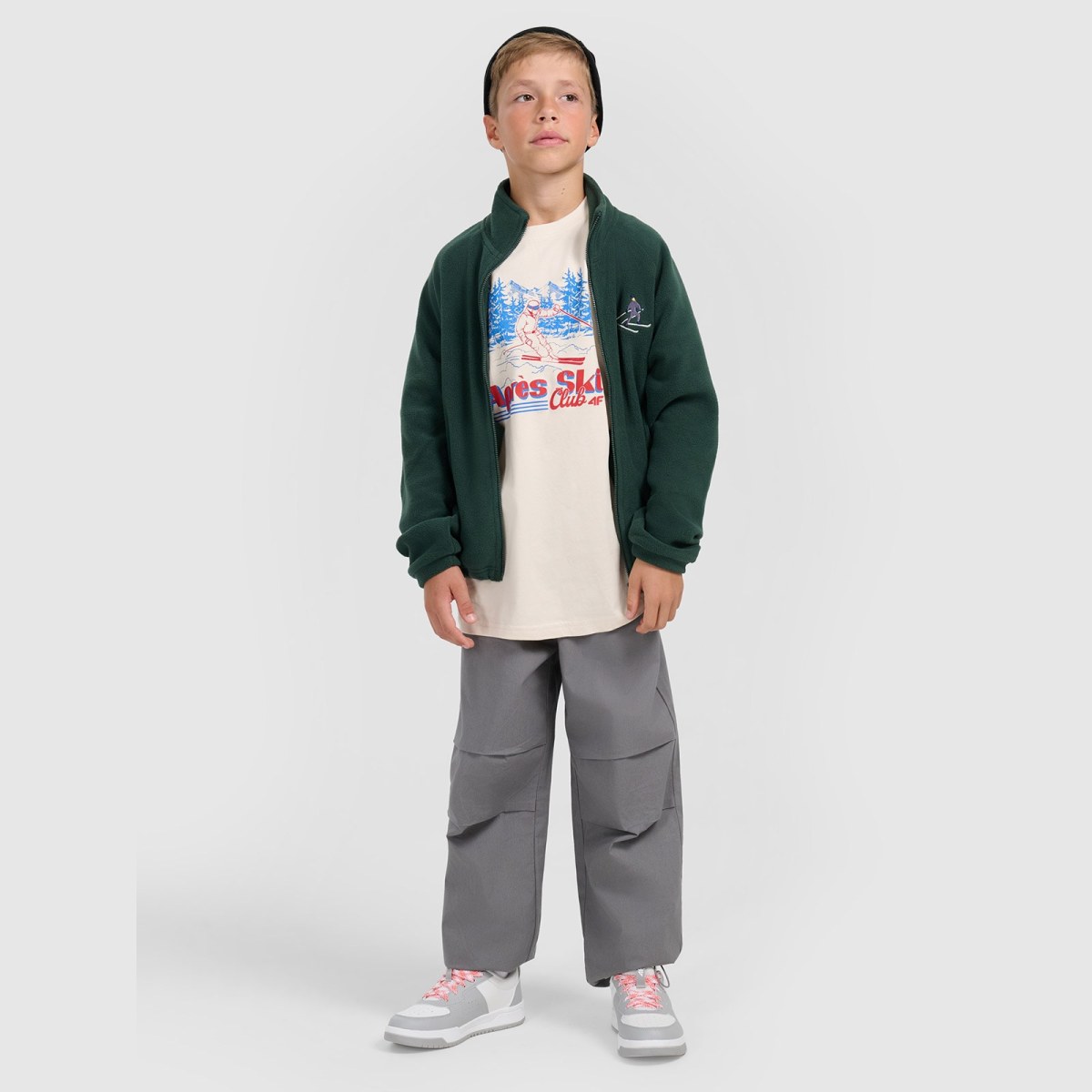 Chlapčenský regular fleece so stojačikom - zelený · záber 2