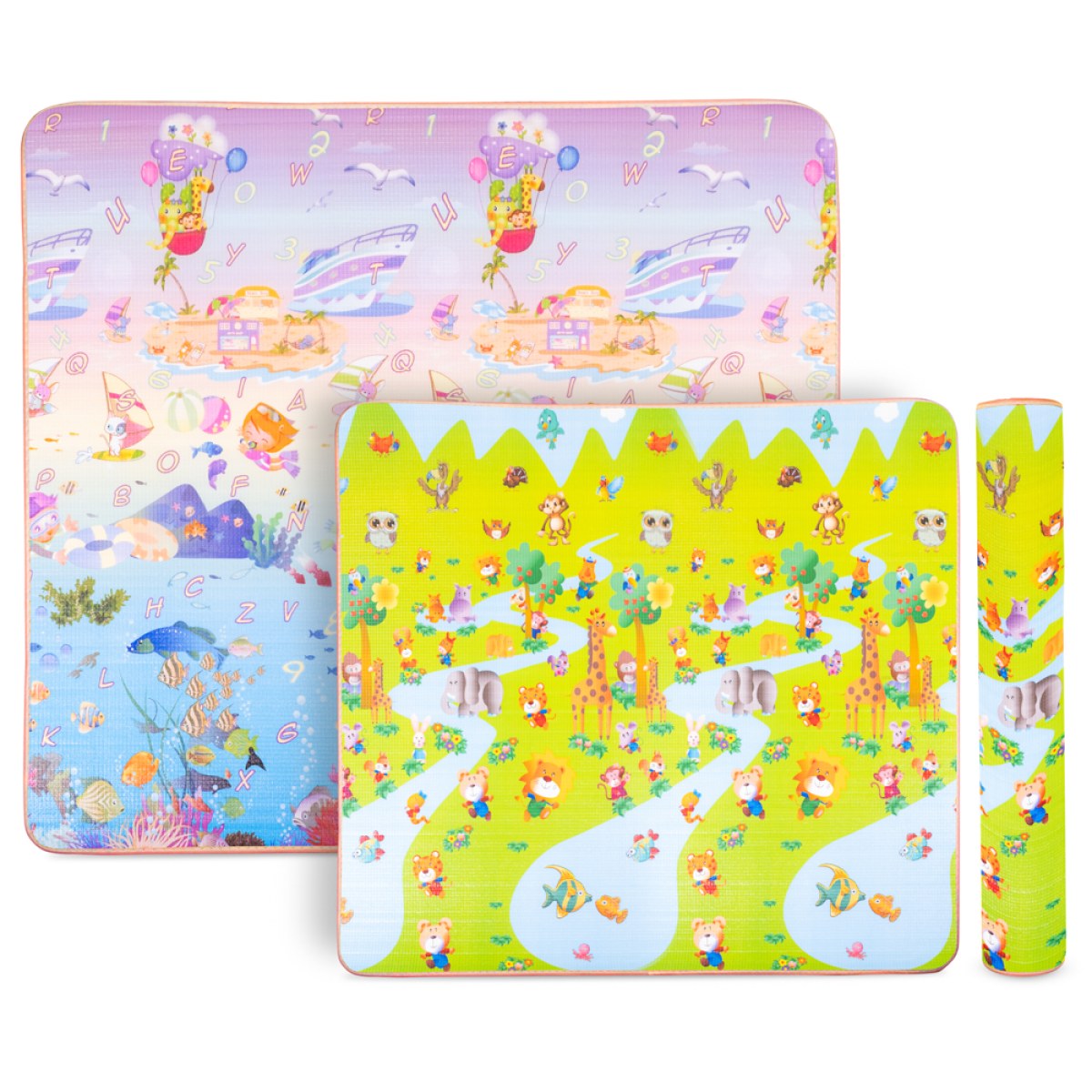 Rolovateľná detská podložka inSPORTline Lhotino 200x180x1,5 cm - Farba: Rieka, Oceán · záber 1