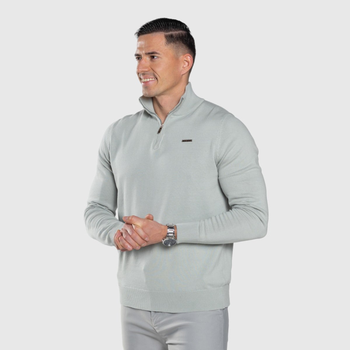 Sveter so zipsom Iron Aesthetics Tomas, zelený sage · záber 5