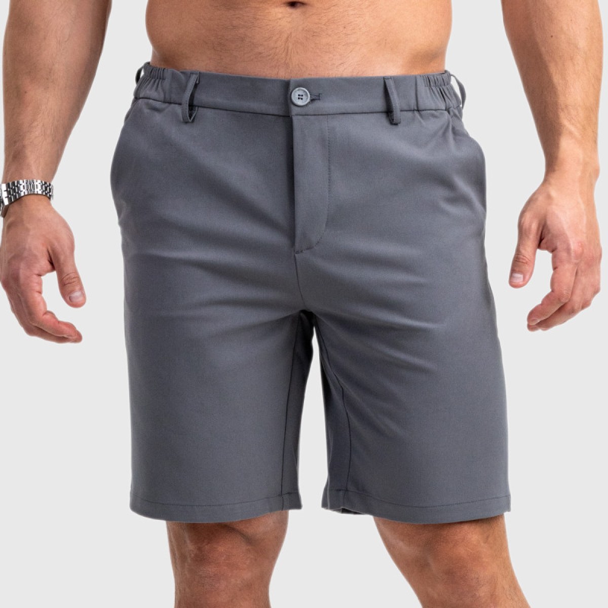 Pánske kraťasy Iron Aesthetics Chino Flex, sivé · záber 1
