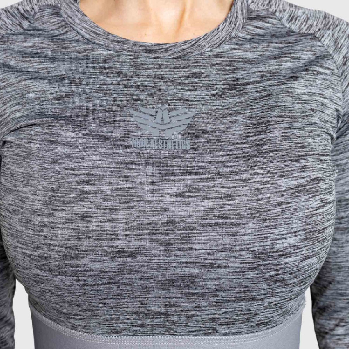 Športový crop top Iron Aesthetics Grande, sivý · záber 4