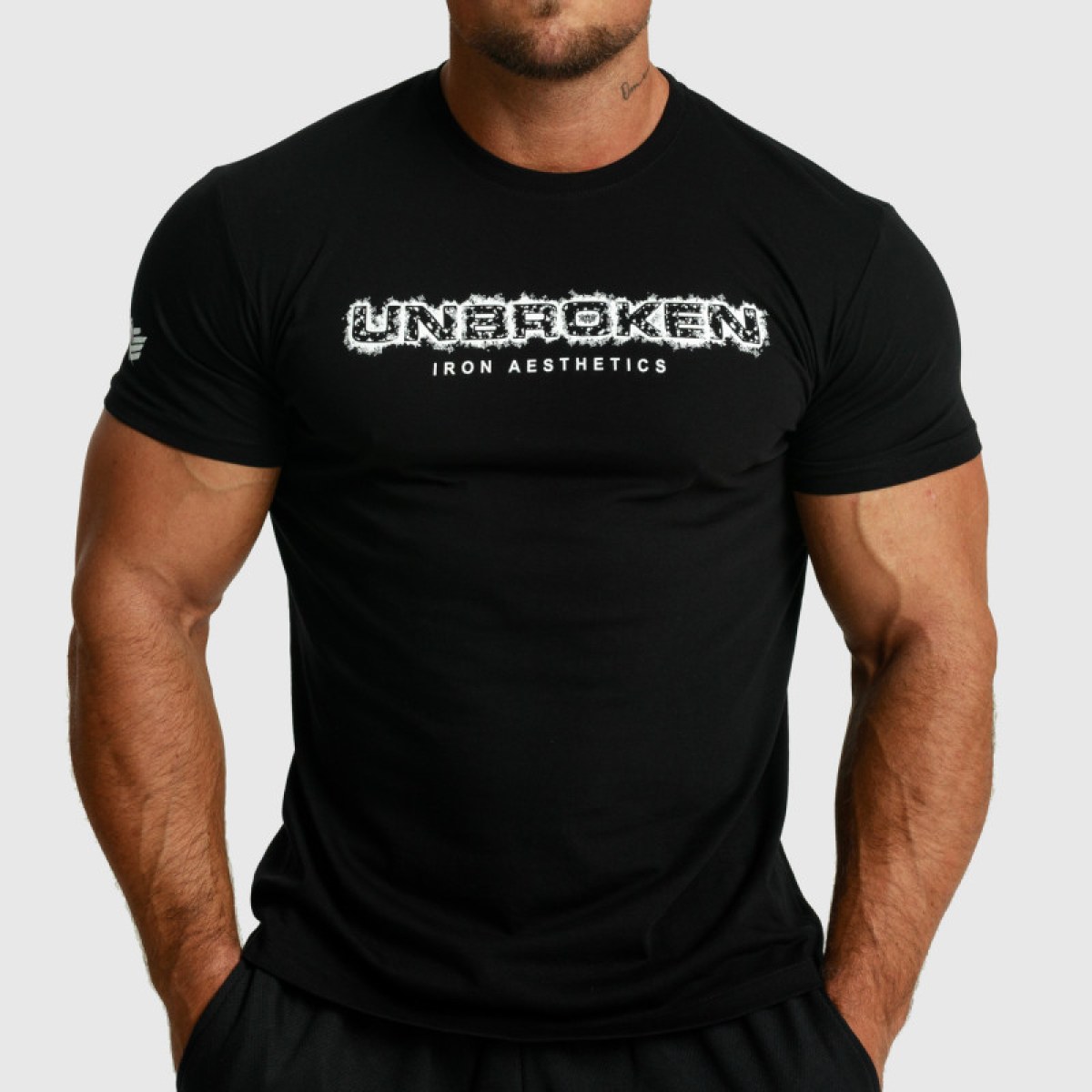Pánske fitness tričko Iron Aesthetics Unbroken, čierne · záber 2